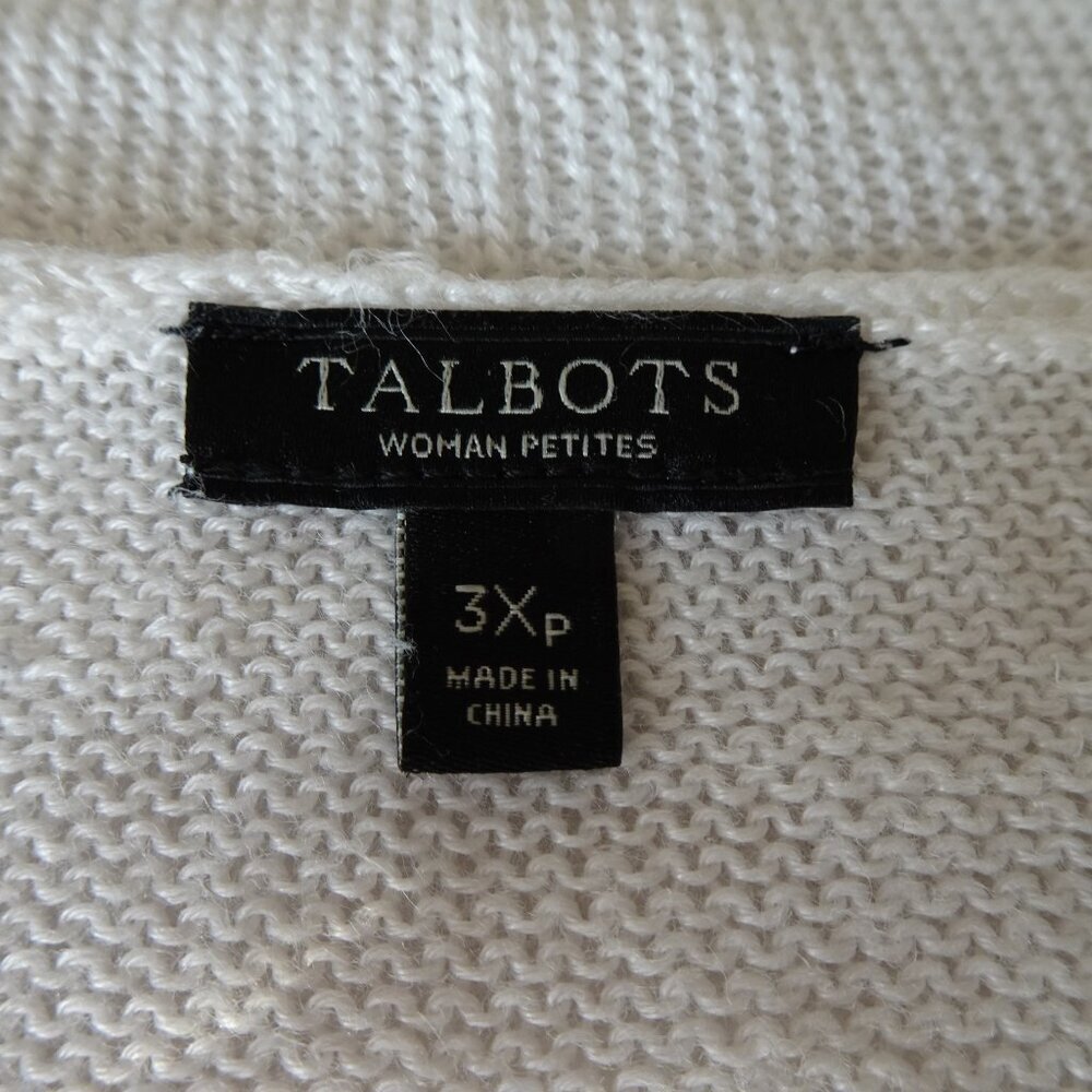 Talbots Linen Cardigan Sweater Women's Petite Plus Size 3X White Open Front - Picture 9 of 10